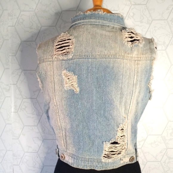 Highway jeans distressed denim light washed vest - Picture 4 of 10